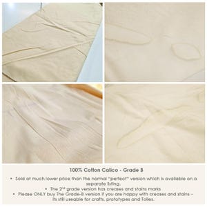 Calico Fabric 100% Cotton Untreated Chemical Free. Slightly Creased,some stains,Grade B version.Substantially lower price than normal Calico