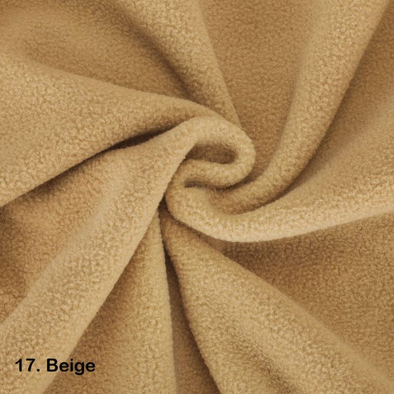Beige Polar Fleece Fabric Anti Pill Finish Medium 320 Grams