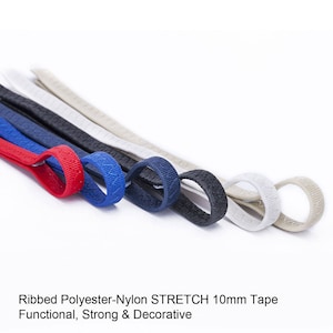 10mm Stretch Lycra, Ribbed Flat Tape, Braid, Sailing, Camping, Tarpaulin, Quality Fabric & Material, Sewing and Crafts, Neotrims Textiles