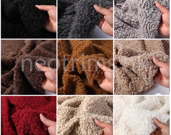 Tejido de piel sintética de lana de oveja rizada con bucles de felpa, material vegano, elástico, ligero, suave al tacto, grosor de pelo de 10 mm, 9 colores, Neotrims
