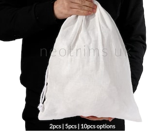 Sacchetti culinari in mussola di cotone con cordoncino, confezione da 2 pezzi, tessuto per formaggio, tessuto di garza, per filtrare la conservazione degli alimenti, larghezza 36 x altezza 42 cm (17 x 14 pollici)