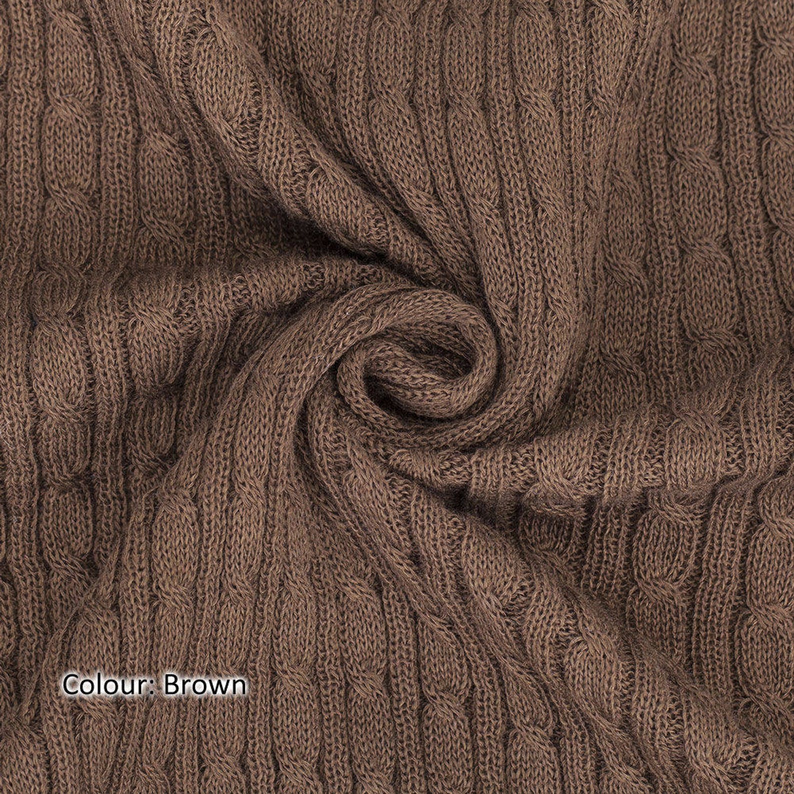 Brown Cable Twist Knit Fabric Selvage Edge Knitted Sweater Etsy