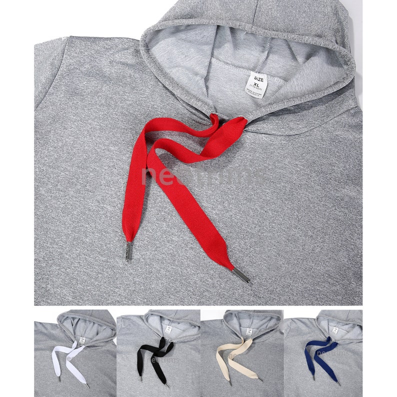 Flat Cotton Drawstring Cord,Hoodie Joggers Drawcord String with Metal Stopper Ends.Herringbone Twill Ribbon 25mm Wide x 120cms Long.Neotrims image 1