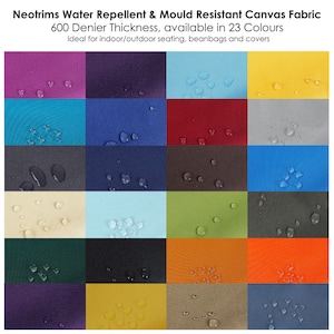 Water Proof Fabric Canvas By Neotrims UK.Water Repellent,Waterdrops Slides Off,Not Penetrate. Outdoor Seat Pads,PVC Coated.Sample 10x10cms