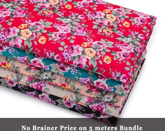 Vintage Floral Fabric Rose Print Pattern Craft Material By The Yard or No Brainer 5 Meters Bundle Sale Imitation Chintz Home Décor Costume
