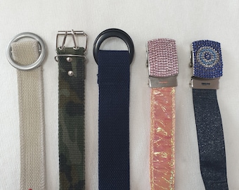 Webbing Buckle Belts Job Lot To Clear 5pcs,Mix Sizes 2cm - 4.5cms Wide,Use as Belts / Strapping Trim Cut & Sew for Costume,Crafts Projects