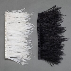 Real Ostrich Feather Satin Ribbon, Trimming Fringe 9-11cm, Decor, From ...
