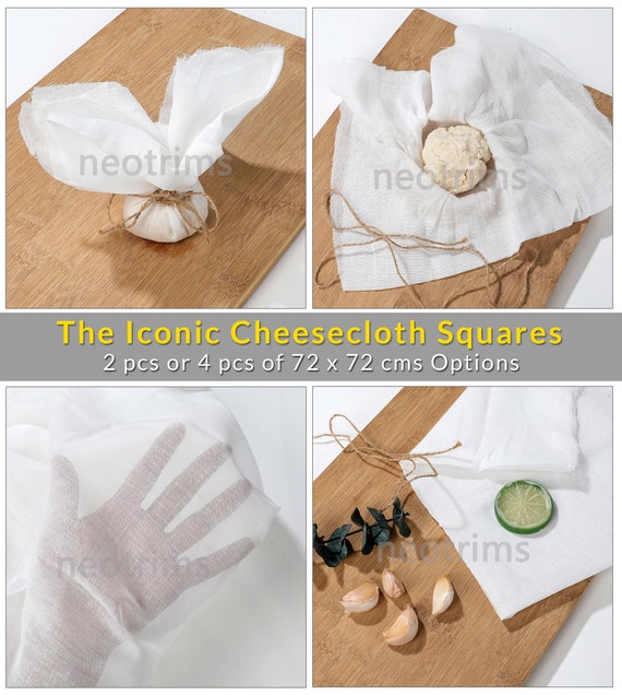 Muslin Cheese Cloth Fabric Pre Cut Squares for Food Kitchen Straining Ultra  Fine Mesh Cheesecloth,100% Cotton,2 Pcs or 4pcs of 72x72cm Packs 