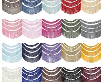 Adorno de flecos. Borla de 2 cm, 1 pulgada de largo, estilo bucle, rayón polivinílico, encaje para vestidos, disfraces y decoración del hogar, 20 colores. Longitudes de 4, 6 y 13 cm.