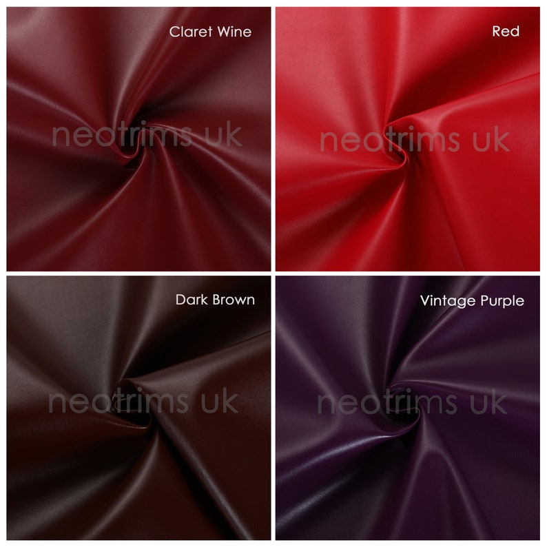 Faux Leather Fabric Smooth Vinyl Leatherette Light Upholstery Crafts Material, 16 Colours,Durable & Tough Luxurious Nappa,Neotrims UK image 9