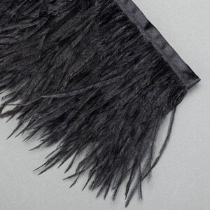 Real Ostrich Feather Satin Ribbon, Trimming Fringe 9-11cm, Decor, From ...
