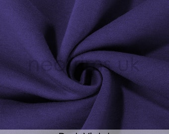Purple Sweatshirt Fleece Fabric,Violet Fleece Brushed Back Hoodies Jersey Material,Medium Weight,200cm Wide,35Colors,Dressmaking Neotrims UK
