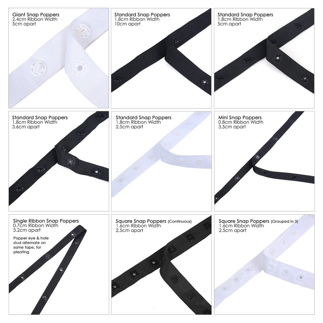 Snap Tape,popper Tape Stud Fasten Ribbon,9 Styles Home Décor Crafts ...