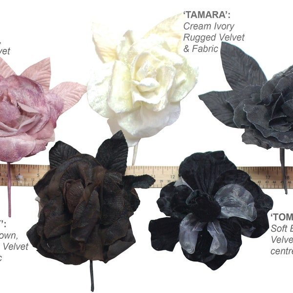 Flower Pin Corsage Rugged,Soft Or Fabric,Brooch,Boutonniere,Lapel.For Bridal,Grooms,Prom.5 Vintage,Classic Colours,LIMITED EDITION