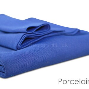 Polyesterjerseystickad ribbstickad stretchväv och matchande ribbstickning, manschetter, midjeband. Klänningsmaterial, kantband för att trimma plagg. Neotrim bild 7