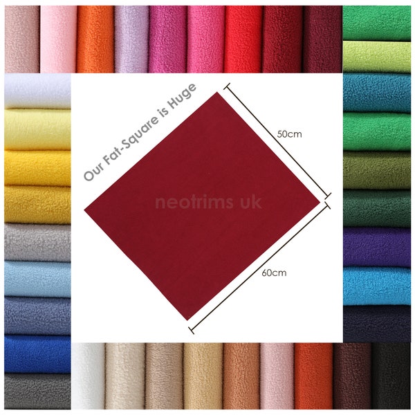 Polar Fleece Fabric LARGE Fat Squares / Quarters.Great Value Size,Super Soft Handle,37 Colors,Anti Pill Test Approved.Neotrims UK