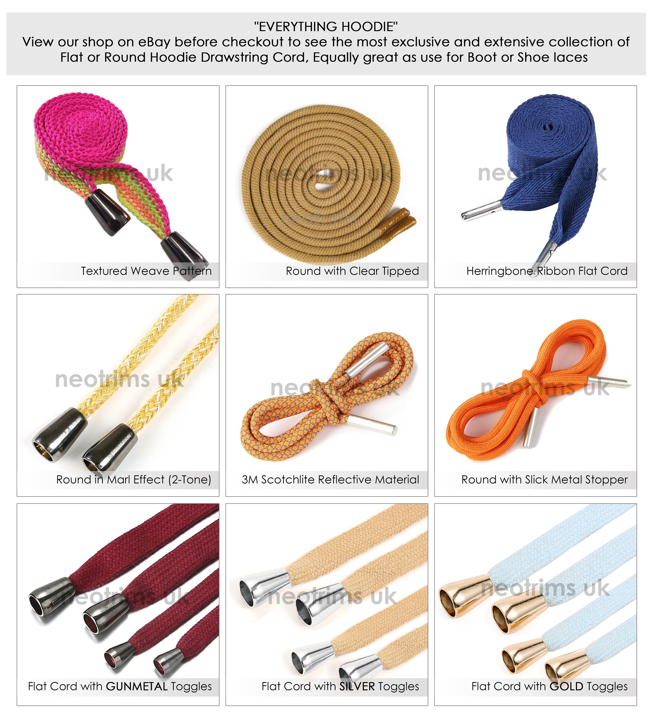 10Pcs Durable Hoodie String Replacement in 5 Colors UK