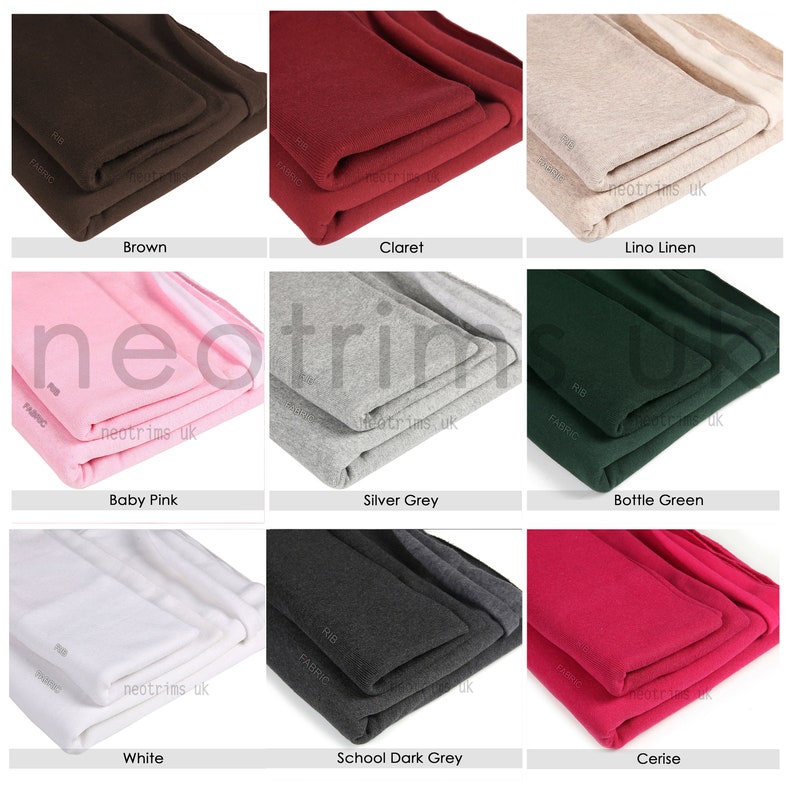 Sweatshirt Fleece Fabric Knit Rib,Premium Quality Hoodie Fabric Jersey & Matching Ribbing,260g Weight,British Made.Neotrims.2M 1M Rib image 5