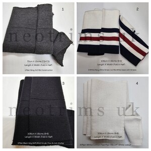 Peut inclure: Quatre &eacute;chantillons de tissu tricot&eacute; de diff&eacute;rentes couleurs et textures. Les tissus sont pli&eacute;s en deux et &eacute;tiquet&eacute;s avec des mesures et des descriptions. Les tissus comprennent un tricot c&ocirc;tel&eacute; gris uni, un tissu blanc &agrave; rayures bleu marine et rouges, un tricot c&ocirc;tel&eacute; acrylique noir et un tricot c&ocirc;tel&eacute; en coton blanc uni.