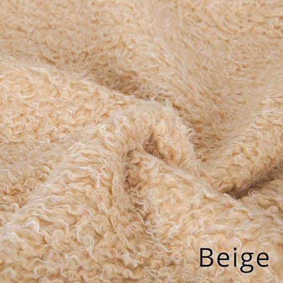Beige Polar Fleece Sherpa Fabric 150cm Wide Soft Faux Fur Imitation  Sheepskin Fabric for Clothing, Sewing Crafts, Toys