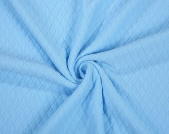 Tejido de jersey de punto Azul pastel Recién nacidos Material.Double Knitted Quilt Style Harlequin Diamond Design.Hoddy,Baby Grows,Pants Neotrims