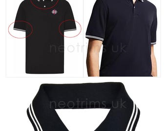 Knit Rib Polo Collars and Cuffs Set for Shirt Revamp Sewing Black and White Striped, Unisex Adult Size,100% Combed Cotton Soft Knit Neotrims