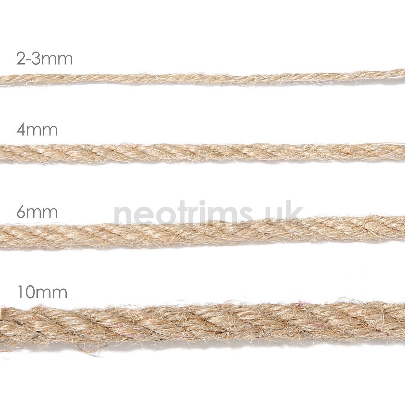 Jute Twine String Rope,3 Ply.2 3mm, 4mm, 6mm & 10mm Thick.natural  Biodegradable Garden Cord,hanging Decoration,wrapping Bundling,neotrims 