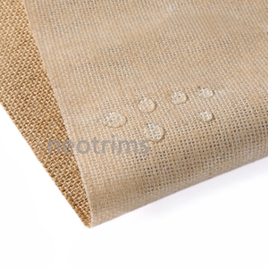 Hessian Fabric Laminated Material Natural Jute Burlap with Waterproof Coating.162cms,60"wide. Widest Width on market.10.5 Oz,290GSM Weight.