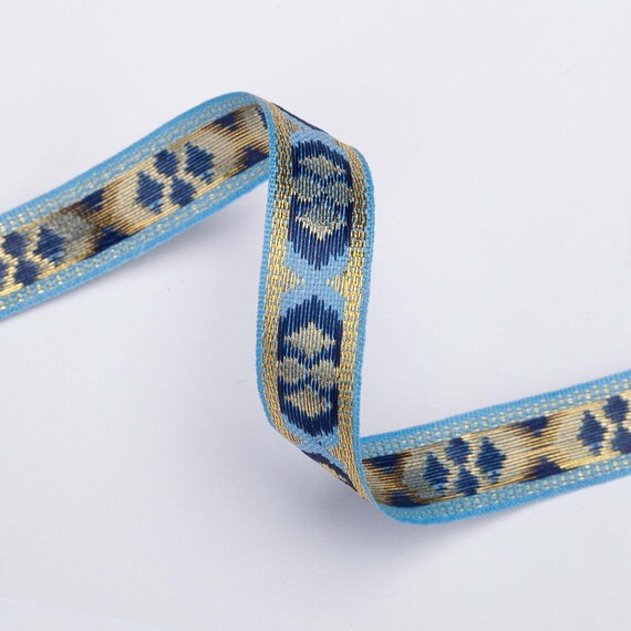 Jacquard Webbing: Baby Blue, Maroon and Gold Jacquard Webbing: Baby Blue, Maroon and Gold