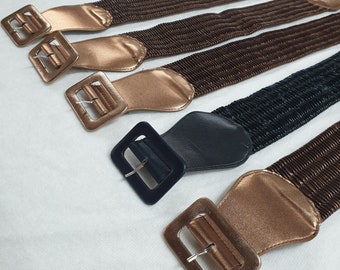 Cinturones de cintura elásticos anchos, marrón bronce negro, lote de trabajo de 5 piezas, decoración de mujer, accesorios, disfraces, adornos de ropa, existencias para liquidar