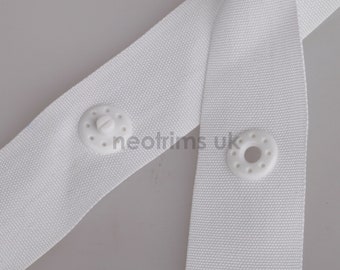 Snap Tape Press Stud Popper Ribbon,Fasten Trim.10cms Gap,Black & White.High Strength Fasteners,Babygro Crotch Rompers,Curtains Neotrims UK
