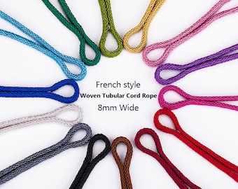8mm Tubular i Cord Crochet Rope, Woven Viscose Jewellery Trim, Plaited, Quality Fabric and Material, Sewing and Crafts, Neotrims Textiles