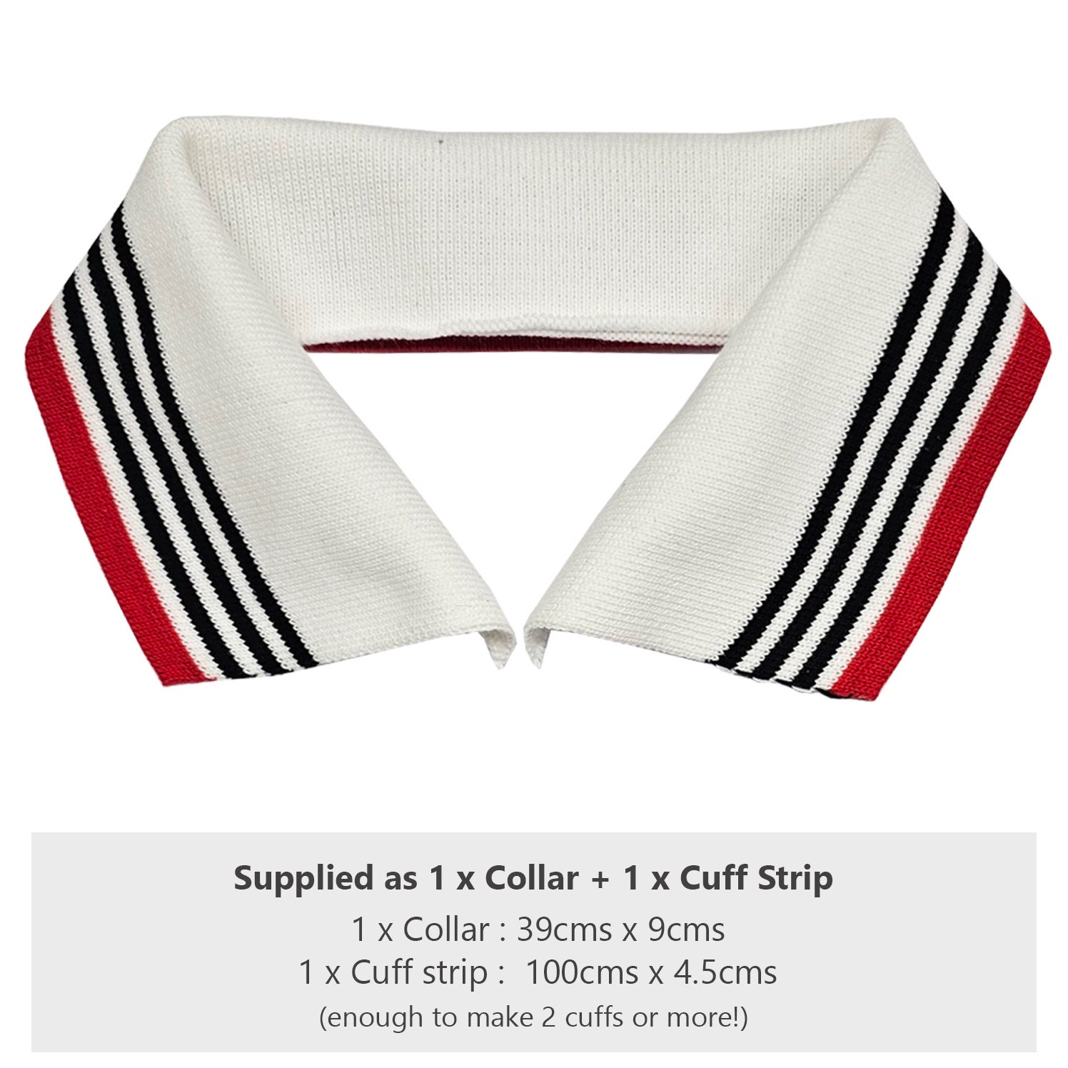 Cotton Knit Polo Collar and Cuff Set: Striped Trim - Etsy