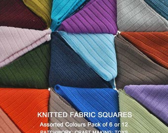 12 Pack Knit Rib Fat Quarters, Fabric Squares, Patchwork, Assorted Colours, Quality Fabric and Material, Neotrims Textiles, Crafts & Sewing