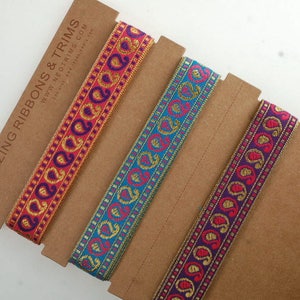 2cm Indisches Paisley Sari Band, Metallic Gold Pink Lila Rot, Borte, Qualitätsstoff & Material, Nähen und Basteln, Neotrims Textilien