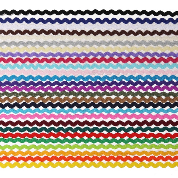 Ruban Ric Rac 15 mètres, coupe de couture 6 mm, 28 couleurs. Garniture décorative Rik Rak S Bend pour vêtements et artisanat, prix de 15 mètres