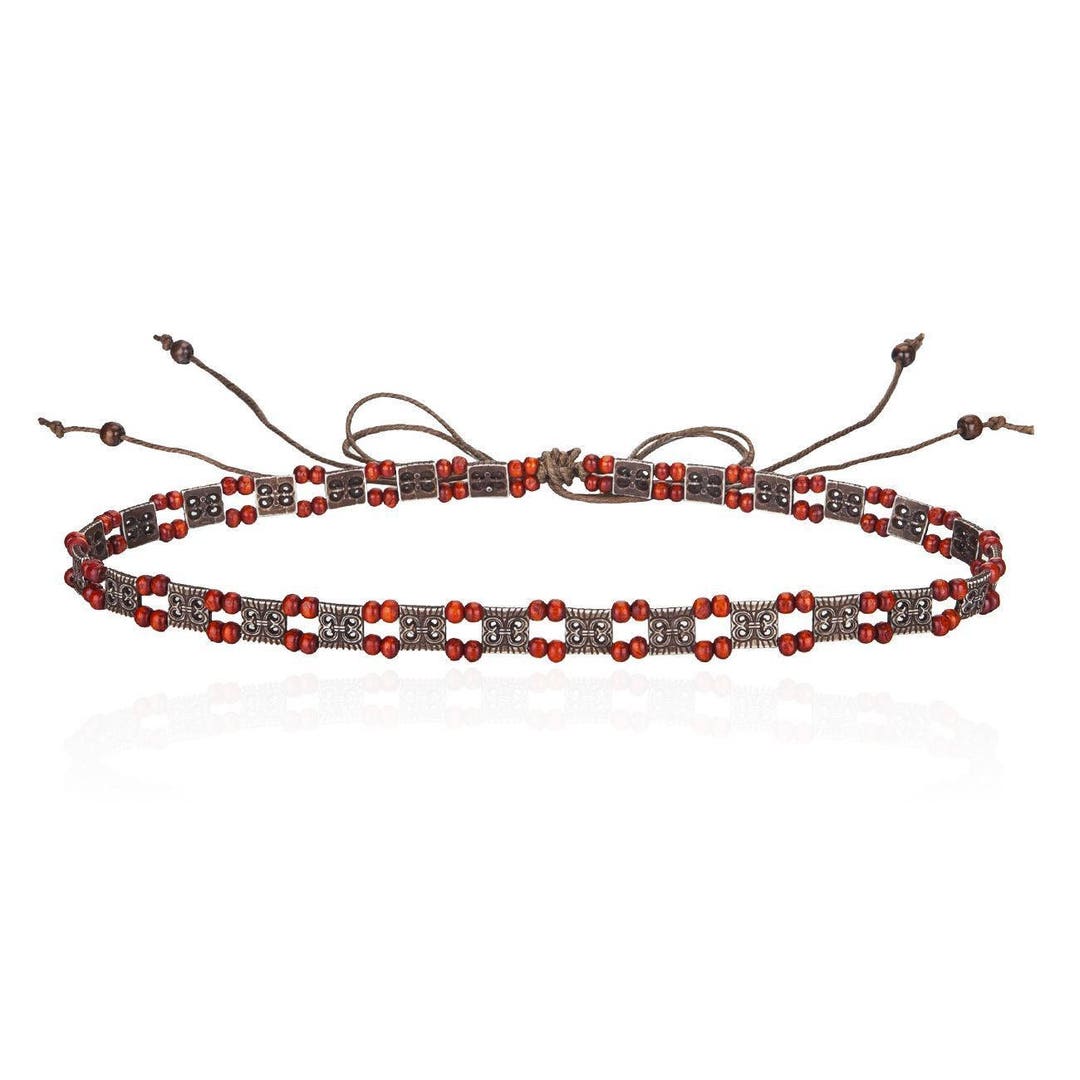 Neotrims Aztec Charm Holzperlen-Band – 72 Cm Mit Kordeln, Für Gürtel, Schmuck, Deko Im Ethnischen Stil
