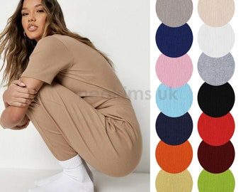 Strick Rippen Baumwolljersey Stoff,feine 2x2 Stretch Rippmaterial für Freizeit tragen Lounge Anzüge,Mutterschaft.Weicher natürlicher Griff,12 Farben Probe