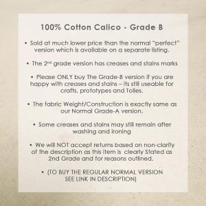 5 Meters Calico Fabric 100% NATURAL Cotton Untreated Chemical Free.60inch,Medium Weight 145gsm Choose Grade A Or Grade B- (Slightly Crease) image 6