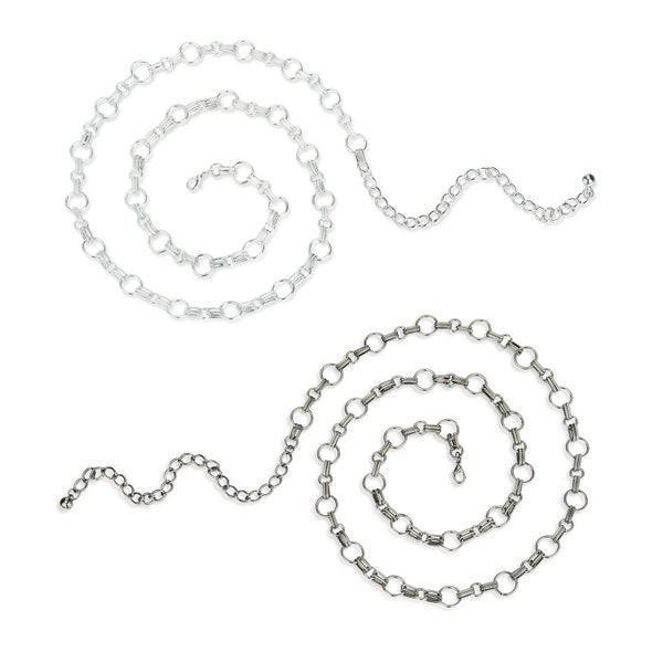 Metal Chain Decorative Trimming Round & Oval Links Braid,Silver Rhodium and Gunmetal Plating Trim.Various Lengths and full belt version