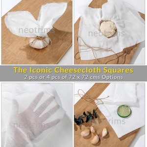 Muslin Cheese Cloth for Straining,Cheese Making,BakingUltra Fine Mesh Density,Extra Wide 150cms Width.100% Cotton,Chemical free unbleached. image 10