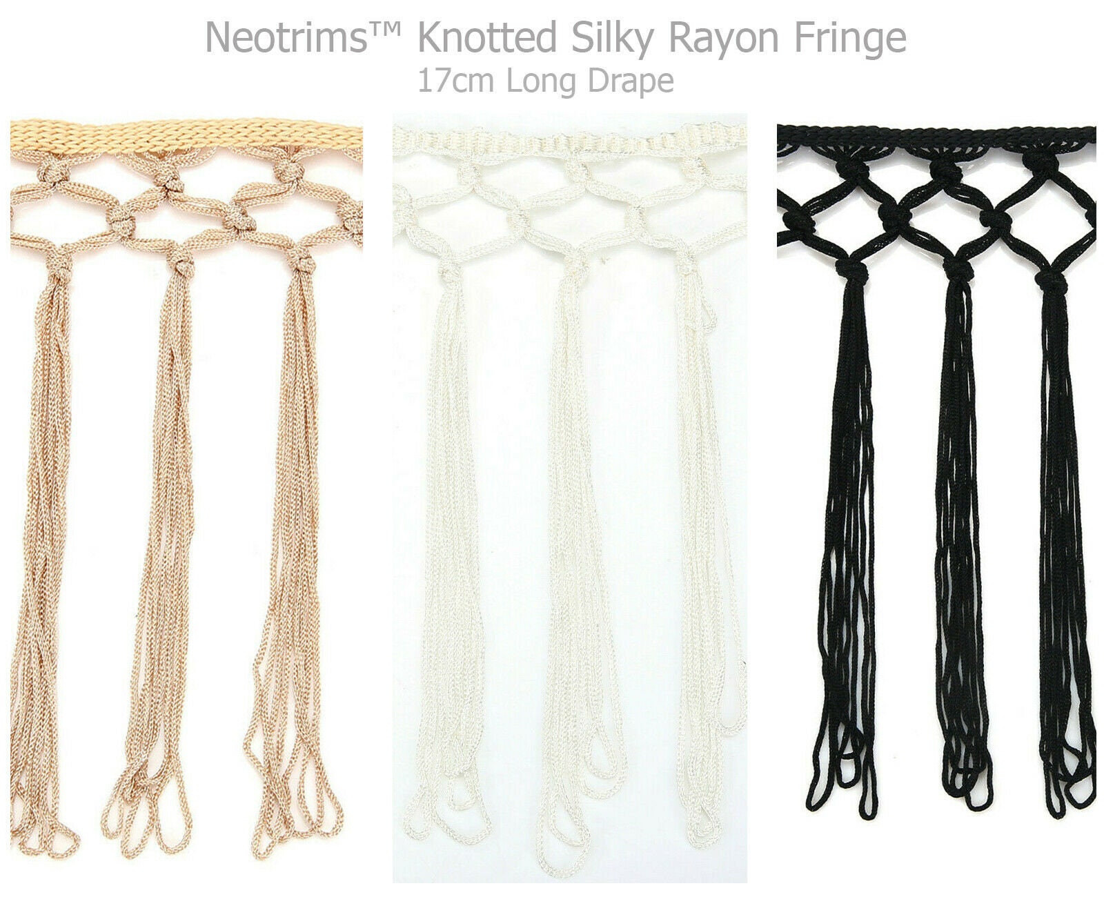 Silky Tassel Fringe Fringing Knotted Criss Cross Lattice Design