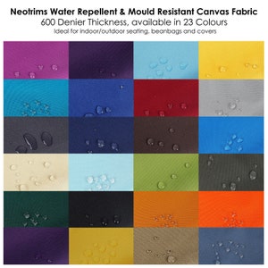 Waterproof Fabric Canvas By Neotrims UK.Water Repellent,Waterdrops Slides Off,Not Penetrate. Outdoor Seat Pads,PVC Coated,Strong Durable,5Mt