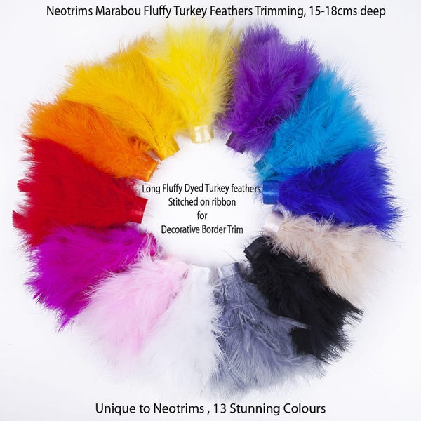 Marabou Fluffy Turkey Feather Trimming, Border Fringe Satin Ribbon, Costume, Tissu et matériaux de qualité, Couture et artisanat, Textiles Neotrims