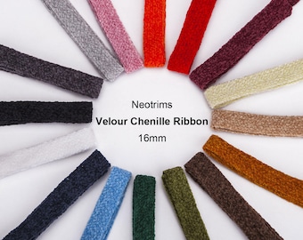 Chenille Velvet Ribbon Velour Craft Trim 16mm 3mt Pack Luxurious Handle Neotrims, Curtain, Quality Fabric and Material, Sewing and Crafts