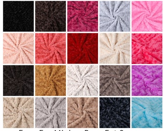 Tejido de piel sintética con patrón de pestañas en espiral de rosas, lujoso material peludo y esponjoso cortado a medida y con cuadrados gruesos, para manualidades, disfraces, abrigos, forros, fabricación de juguetes