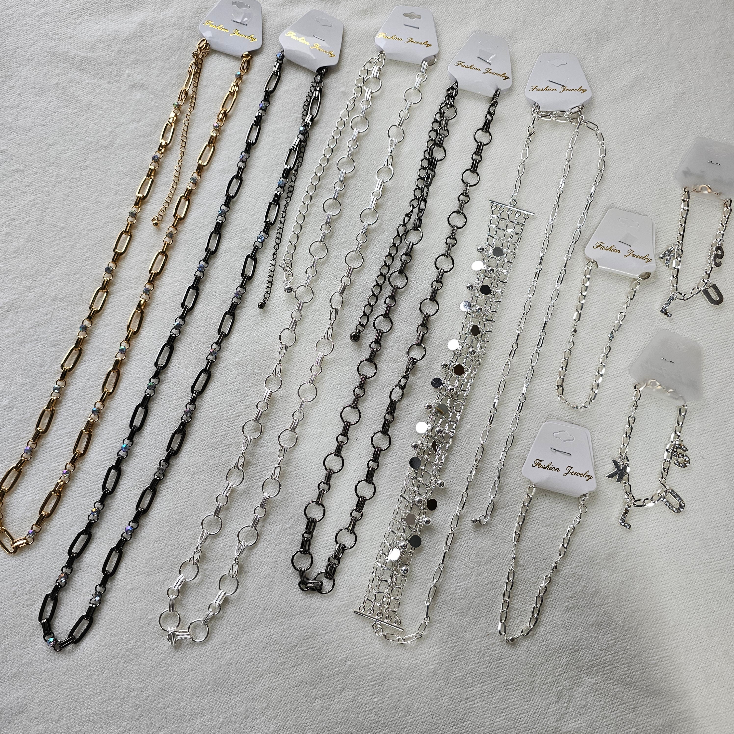 Chain Belt Job Lot Qt9pcs Mix Designs Decorative Gold Silver Gunmetal Pewter Accessory OR Cut & Sew Trim Crystal Drop Ball Charms Attachment