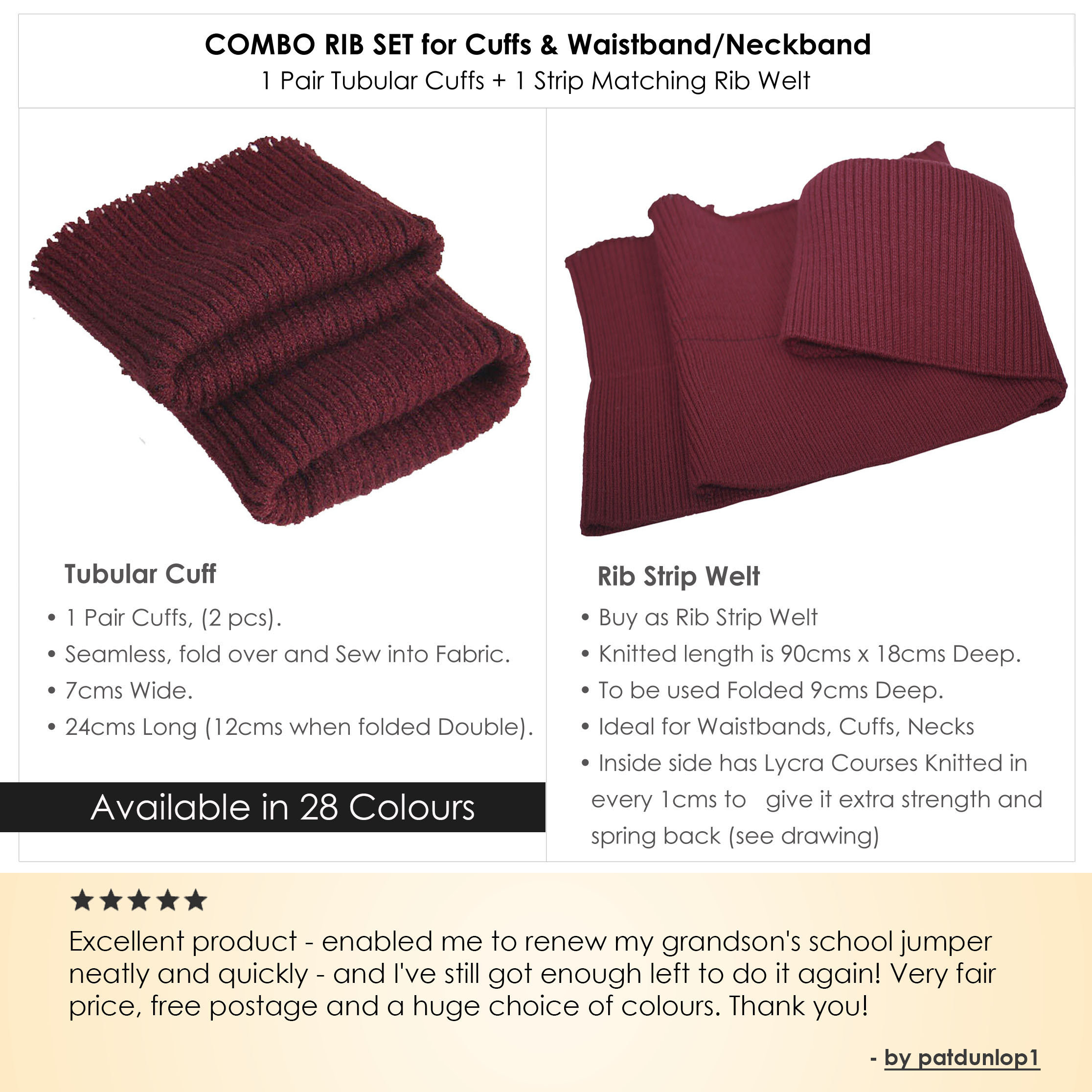 Ribbed Knit Fabric Trim, Elastic Rib Waistband Cuff Strips, Neotrims