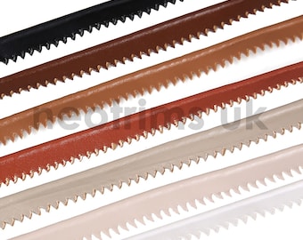 Borde de cinta de ribete de piel sintética de PU con patrón de corte en zigzag y recorte liso, 14 mm de profundidad. 7 colores magníficos, decoración del hogar o tapicería ligera.