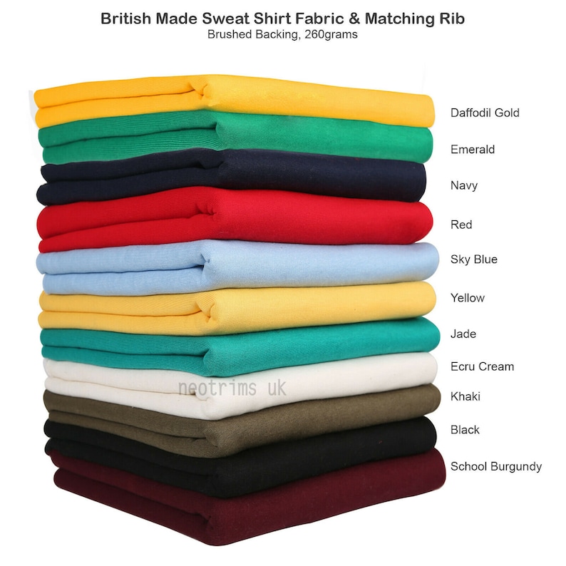 Crafts /& Sewing Neotrims Textiles Wholesale Red Sweatshirt Fleece Fabric School Colours Hoodies and Jersey Brushed Material